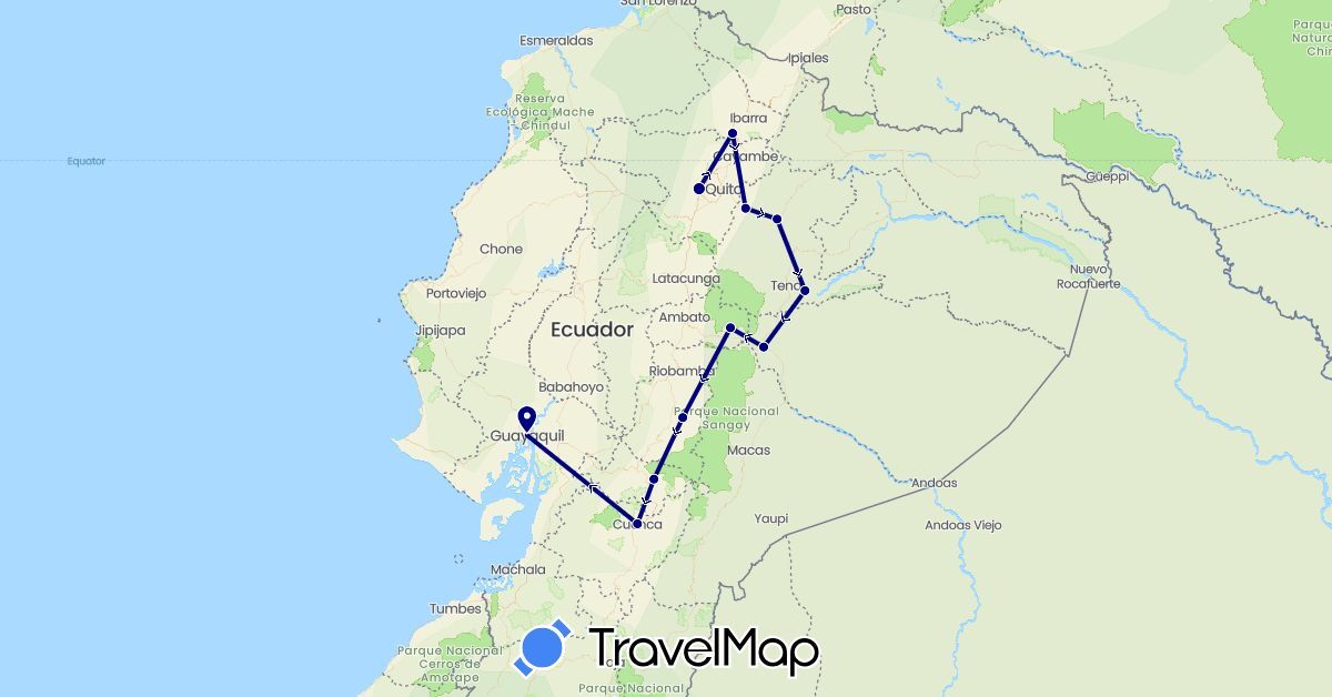 TravelMap itinerary: driving in Ecuador (South America)